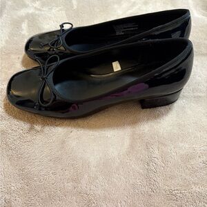A New Day Black Patent Flats with Bow